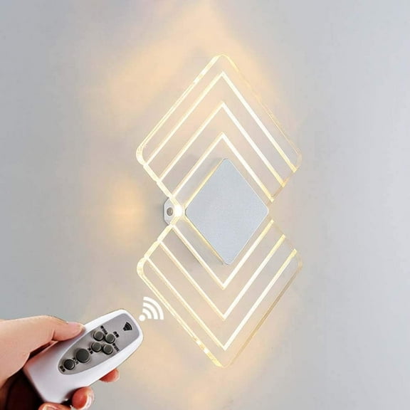 Modern Wall Sconce 6W, LED Wall Lamp with Remote Control, 3000-6500K Dimmable Up and Down Indoor Acrylic Material Wall Mounted Wall Lights for Living Room Bedroom Hallway,F