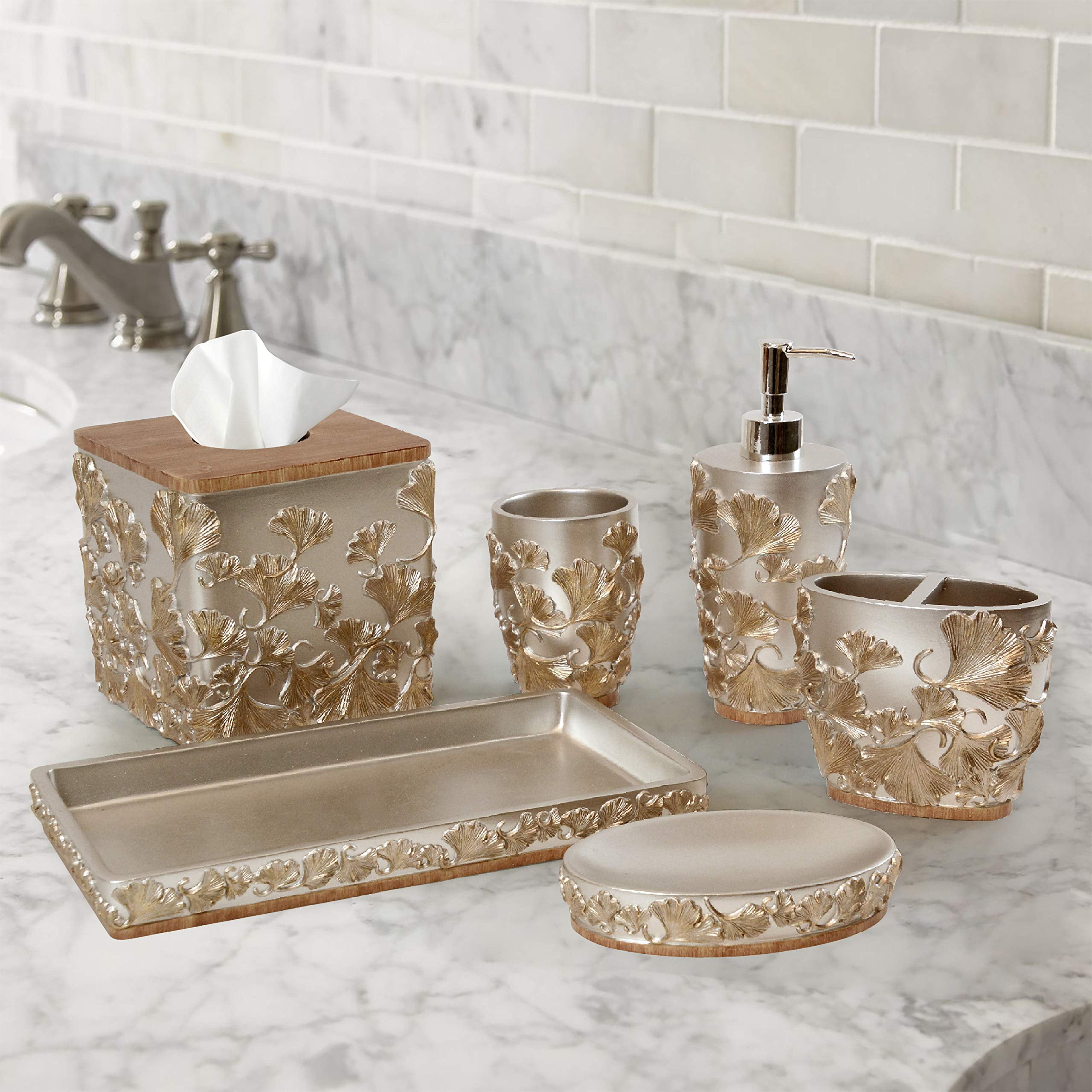 Decozen Bathroom Accessories Set of 6 Includes Soap Lotion Dispenser