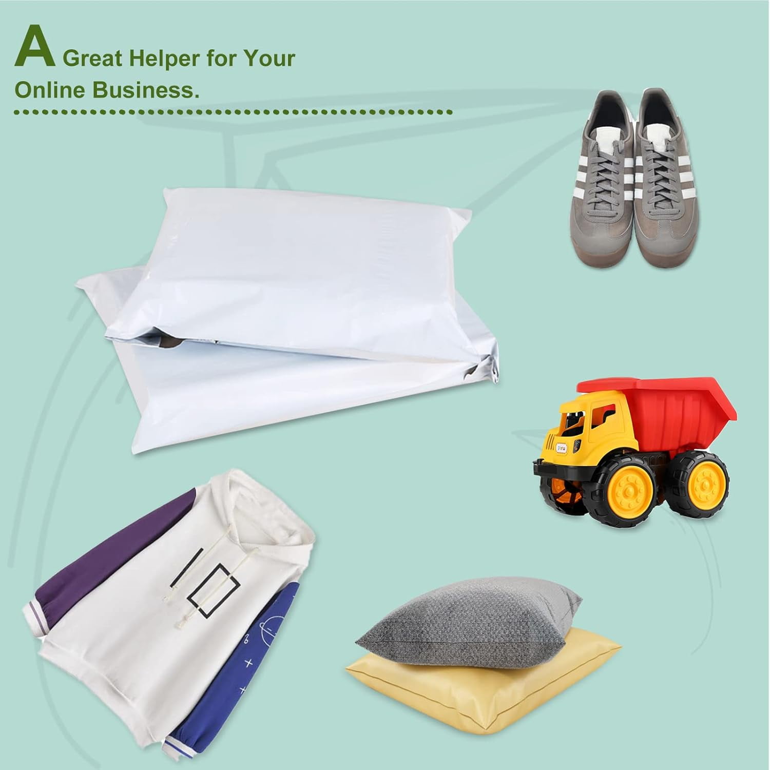 SJPACK White Poly Mailer 500 Pcs 10 x 13 Shipping Bags with Self Adhesive, Waterproof and Tear-Proof Postal Bags