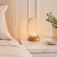 thumbnail image 4 of VAIFTILNO Stylish Candle Holder, 6.3in Clean Iron Cage Candle Stand Aroma Lamp Decor with Elongated Lampshade, Wood Base, for Tabletop, Home (White), 4 of 7