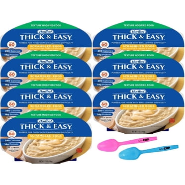 Hormel Thick & Easy Pureed Meals, Scrambled Eggs, 7 oz (Pack of 7) with By The Cup Mood Spoons
