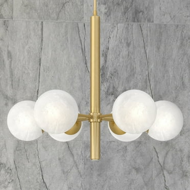 Luxury Mid Century Modern Chandelier, Aged Brass, UQL5890