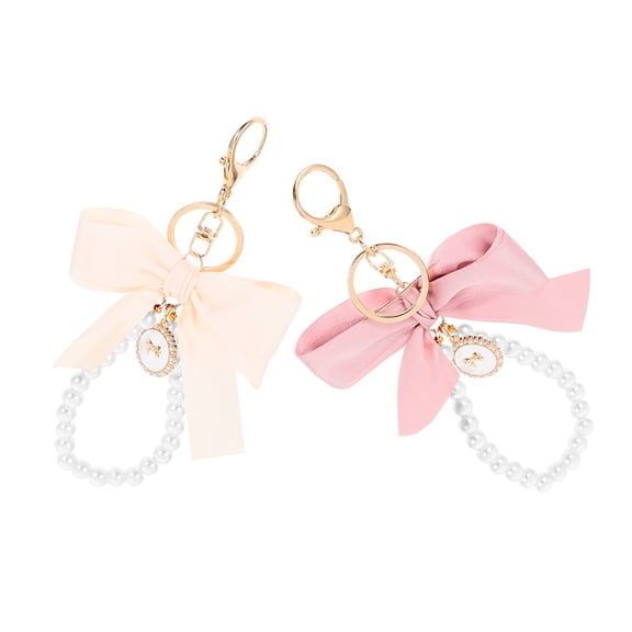 ELAYARD Metal Ribbon Bow Keychain Assorted Color for Car and Bag Accessory 2Pcs