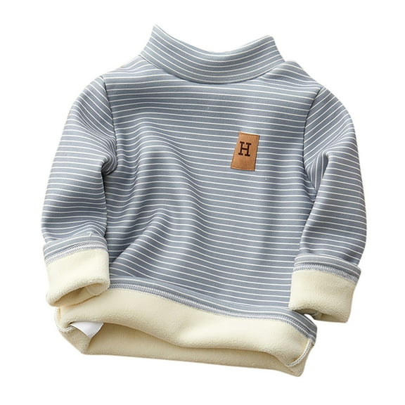 Kiijoy Toddler Boys Thermal T-Shirt Striped Long Sleeve High Neck T-Shirt Undershirt