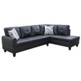 thumbnail image 2 of Hommoo L Shaped Couch Living Room Furniture Set, Faux Leather 4-Seat Sectional Sofa Sets, Modern Couch Sofa Set for Home, Apartment, Dorm, Black(No Ottoman), 2 of 6
