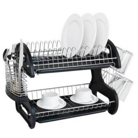 Ktaxon 2 Tier Dish Drainer Drying Rack Large Capacity Kitchen Storage Stainless Steel Holder,Washing (Best Stainless Steel Dish Drying Rack)