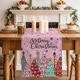 thumbnail image 3 of Pink Christmas Trees Table Runner 36 Inches Small - Winter Xmas Colorful Pine Snowflakes Kitchen Dining Burlap Linen Tablerunner for Small/Round/Square/Wedding/Coffee/Dining Table Party 13 x 36, 3 of 9