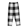 thumbnail image 6 of Uemuo White And Black Plaid Pattern Women's Wide Leg Palazzo Lounge Pants with Pockets Light Weight Loose Comfy Casual Pajama Pants-Large, 6 of 9