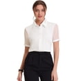 thumbnail image 1 of Camisa con botones para mujer, blusa de trabajo transparente de manga corta con cuello de punto blanco S, 1 of 6