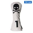 thumbnail image 1 of Golf Wood Cover Skull For Driver Fairway Hybrid Waterproof Protector Set PU Leather Soft Durable Golf Club Covers White for Driver F, 1 of 6