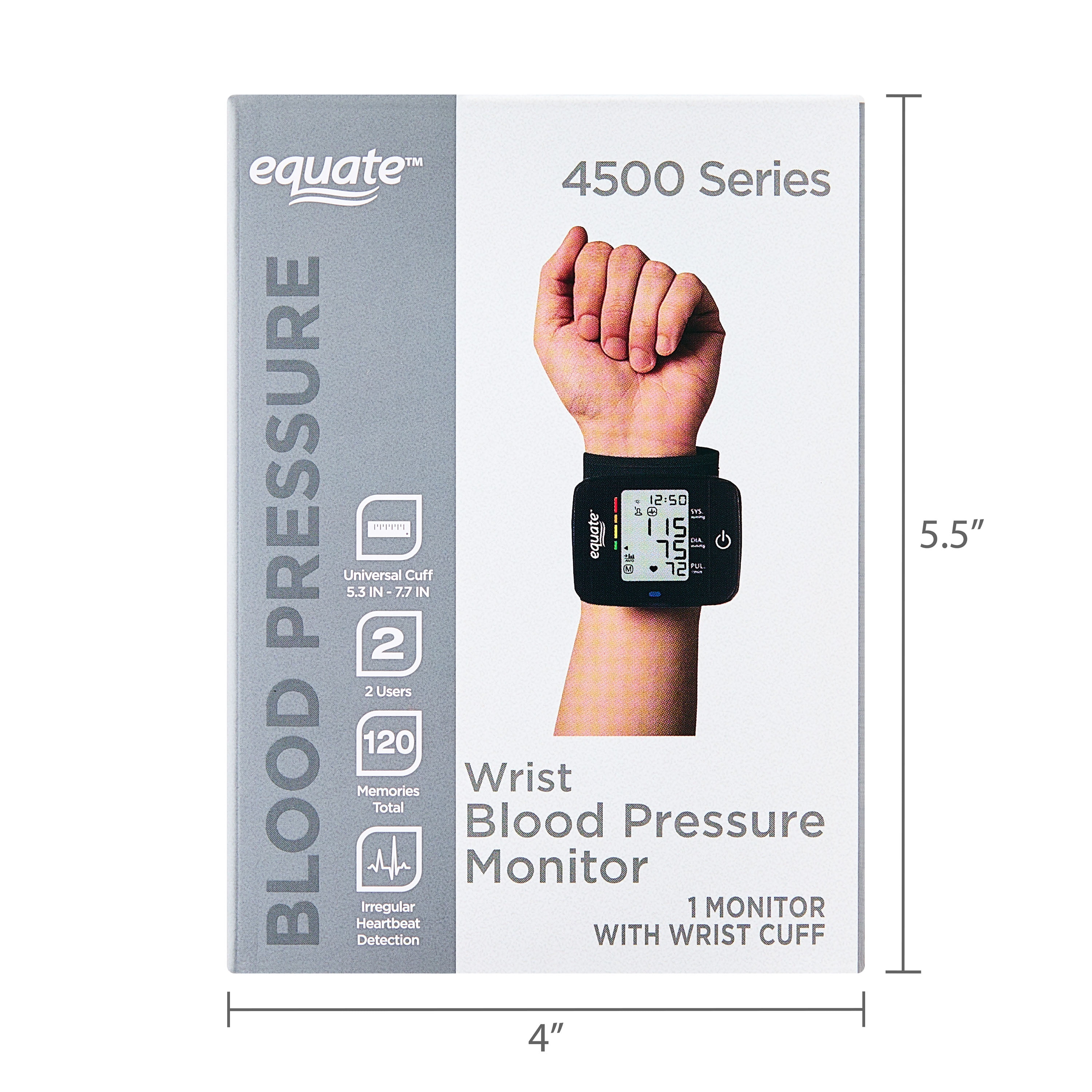 Equate Wrist Blood Pressure Monitor, with Irregular Heartbeat