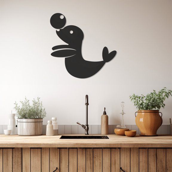 LaModaHome Exclusive Seal Metal Wall Art – Durable & Artistic Metal Wall Art for Home and Office Decor, Perfect for Any Interior Design Aesthetic
