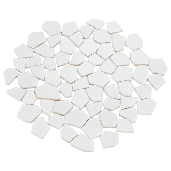 Uxcell 500g Irregular Ceramic Mosaic Tiles, 2.3 - 4.2 cm Stained Pieces, DIY Art Crafts, White