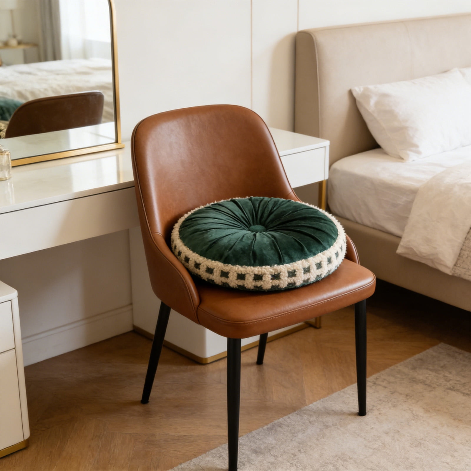 Decorative Round Throw Pillows 18in Velvet Pleated Throw Pillow Vintage Pumpkin Floor Boho Accent Chair Cushion Gift for Couch Sofa Chair Bed Home Decoration