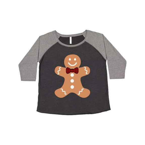 Inktastic Cute Gingerbread Man with Red Plaid Bowtie Women's Plus Size T-Shirt