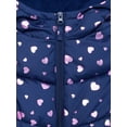 thumbnail image 3 of Pink Platinum Girls Heart Foil Printed Hooded Puffer Jacket with Fleece Lining, Sizes 4-16, 3 of 3