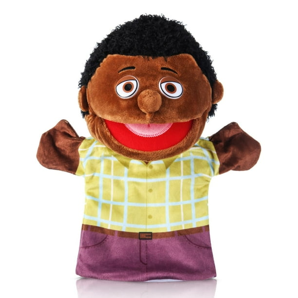 Marioneta de mano familiar Puppet ZJoey, 30 cm, de peluche para papá, color negro
