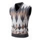 thumbnail image 1 of Chaqueta de Punto con Cuello en V de los Hombres, Blusa Casual de Patrón de Tartán de Coincidencia de Color con Estiramiento Ligero para el Uso Diario Y los Deportes, Moda de Otoño, 1 of 3