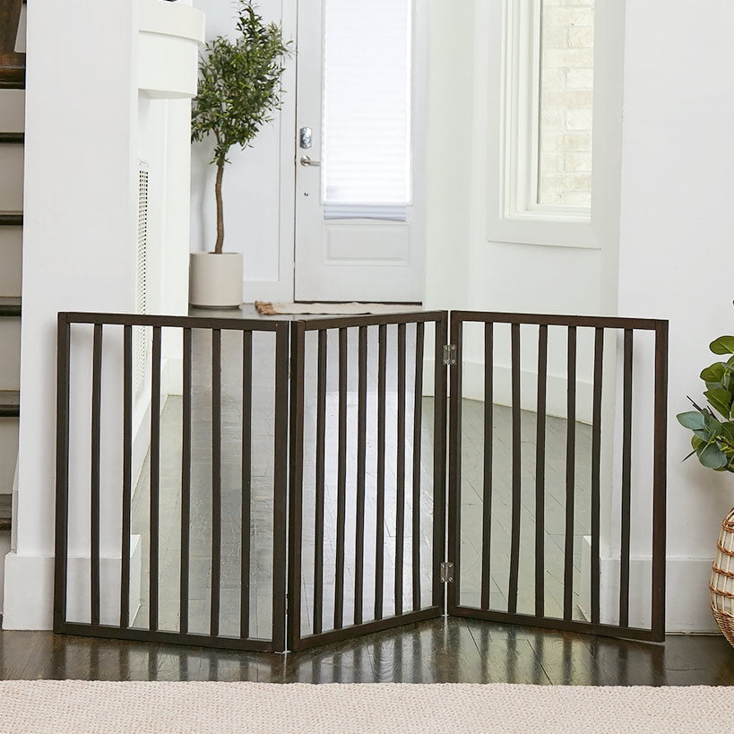 Pet Parade Folding Pet Gate, Brown, Extra Wide