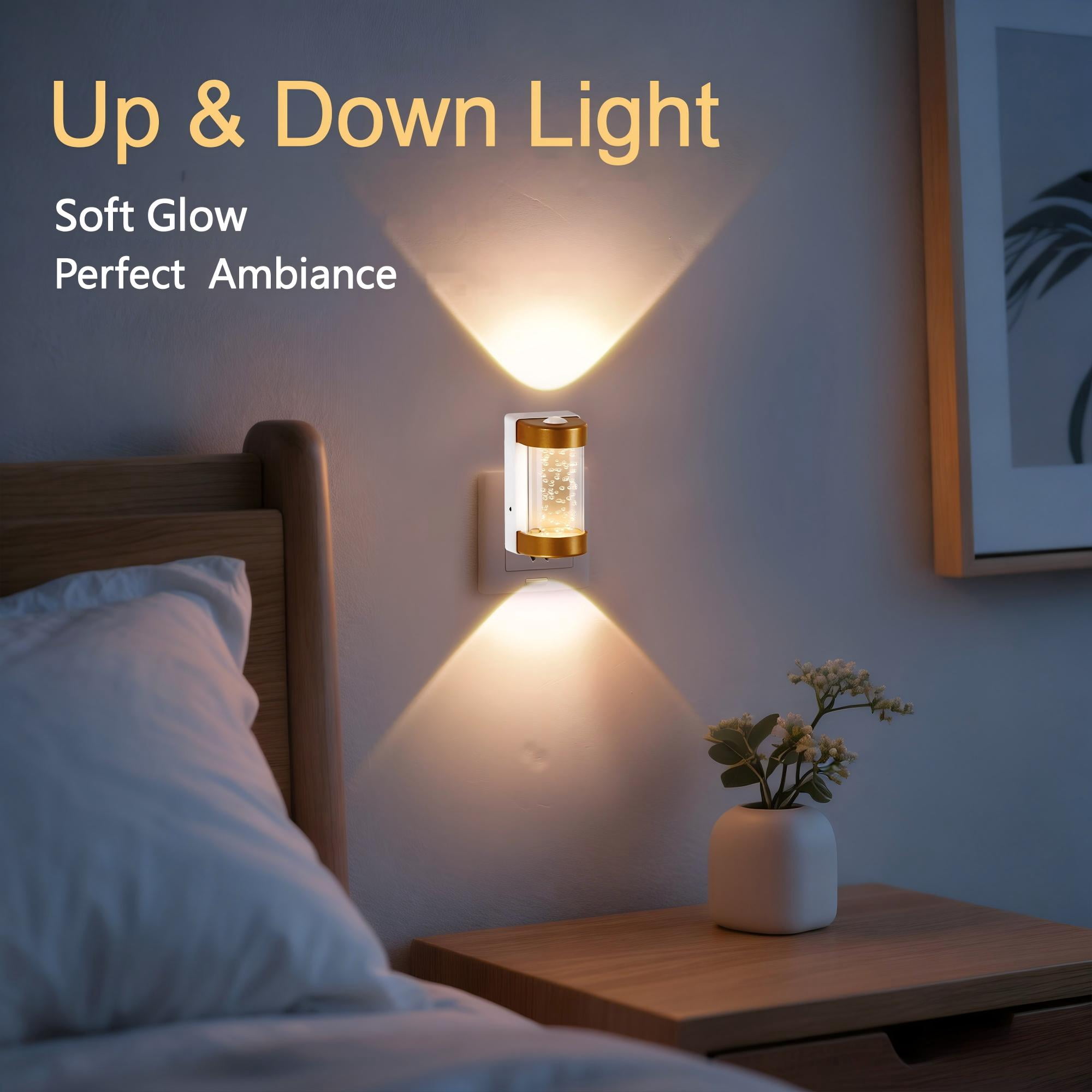 SUNBEAK LED Night Light,Decorative Plug in Night Light,Dimmable Nightlight with Light Sensor,Projector Dusk to Dawn Night Light Plug into Wall,3000K Soft White Bubble Night Light for Bathroom,Hallway