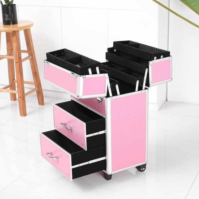 Ktaxon Pro Portable 3 in 1 Rolling Makeup Case with Locks