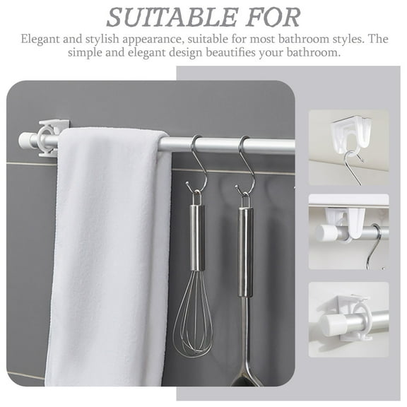 LOLIPPYY Prevent Falling Shower Curtain Rods Curtain Rod Holders White ABS 2Pcs