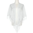 thumbnail image 2 of INSPIRE CHIC Shawls and Wraps for Evening Dresses, Lace Mesh Fringe Triangle Scarves for Wedding Formal Party 70.9"x27.6" White, 2 of 5