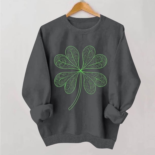 TaTaai Women Casual St Patrick's Day Printed Crew Neck Long Sleeve No Hood Sweatshirt Ladies Spring Daily Office Street Wear Soft Comfortable Machine Washable Stylish Top Gift