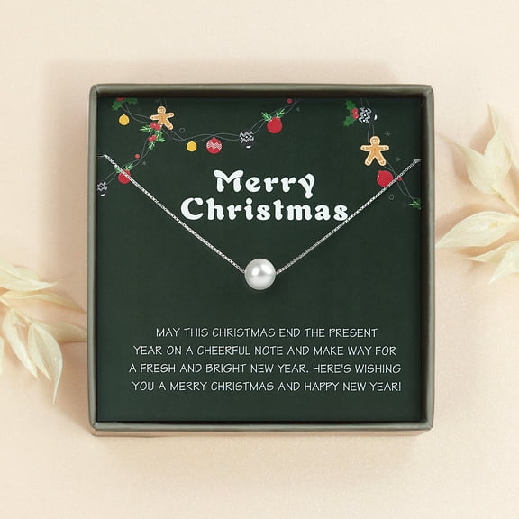 Anavia Sterling Silver Pearl Necklace Christmas Gifts for Daughter, Mom to Daughter Necklace Jewelry Gift, Granddaughter Niece Necklace Gifts for Christmas-[White Pearl   Silver Chain]