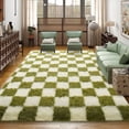 thumbnail image 6 of SARAG Soft Rugs For Living Room, 5x7ft Off-White And Green Checkered Fluffy Shaggy Rugs For Indoor Use, Ultra Fuzzy Rug For Bedroom Kids Nursery Rooms,Home Decor Aesthetic, 6 of 11