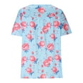 thumbnail image 5 of Wycnly Womens Tops Plus Size Vintage Pleated Swing Tunic Shirts Summer Casual Floral Print V-Neck Short Sleeve Blouse Blue XL, 5 of 6