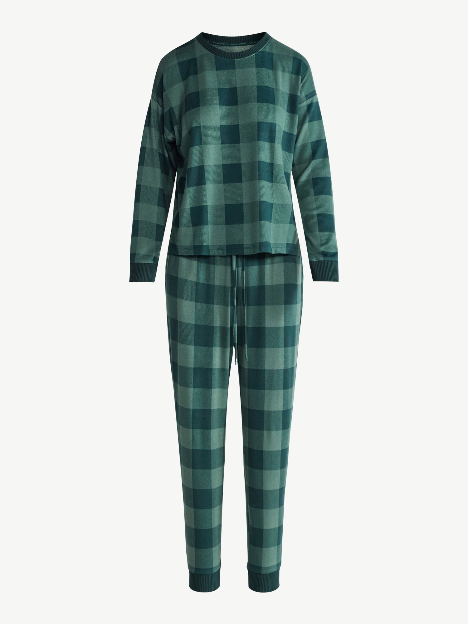 Joyspun Women's Cozy Lounge Collection Hacci Knit Long Sleeve Top and Joggers Pajama Set, Sizes XS-3X