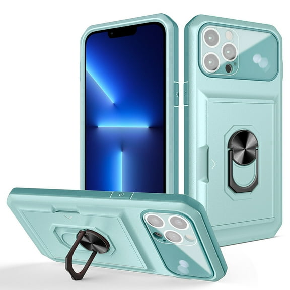 For Apple iPhone 11 Magnetic Hybrid Wallet Card Slot Holder Ring Hodler Stand Case Case