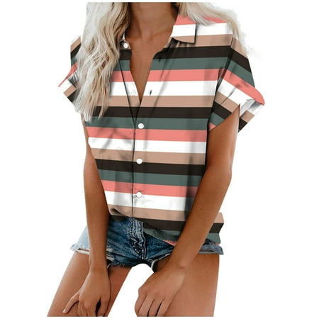 

Bospose Short Sleeve Shirt Girl Girls V-Neck Shirt Pink Bustier Top Women S Floral Print Pattern Casual Tops Blouse Shirt Top Shirt L