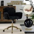 thumbnail image 4 of HMFULE Artificial Rabbit Hair Home Office Chair with Golden Metal Base Adjustable Desk Chair with Wheels Computer Vanity Chair for Living Room Small Spaces Black, 4 of 7