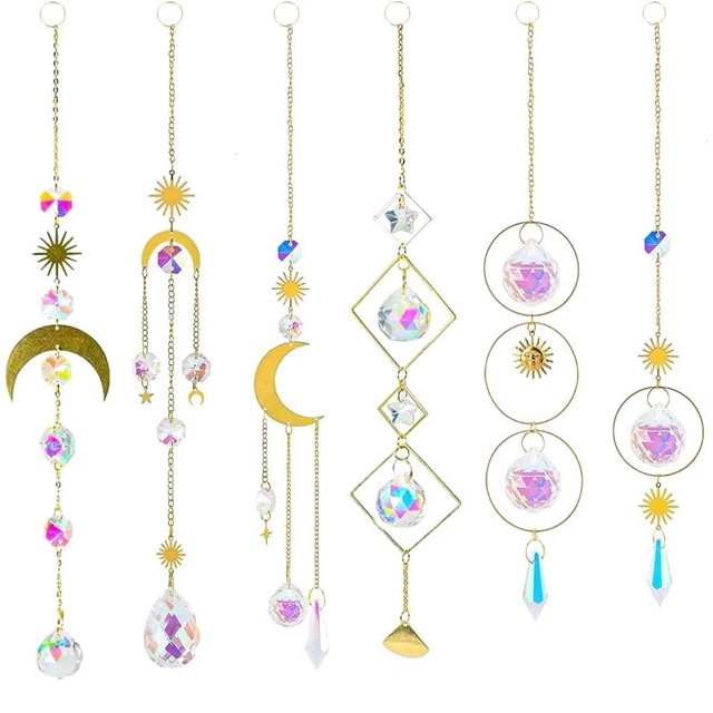 6pcs Suncatcher, Suncatcher de cristal, Suncatcher colgante, Suncatcher de cristal de ángel, Suncatcher de cristal, Suncatcher de ángel Rojo Verde