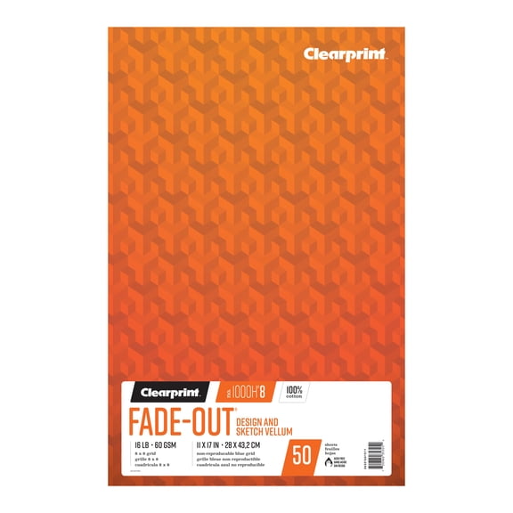 Clearprint Design Vellum Pad, 8x8 Grid, 11in x 17in
