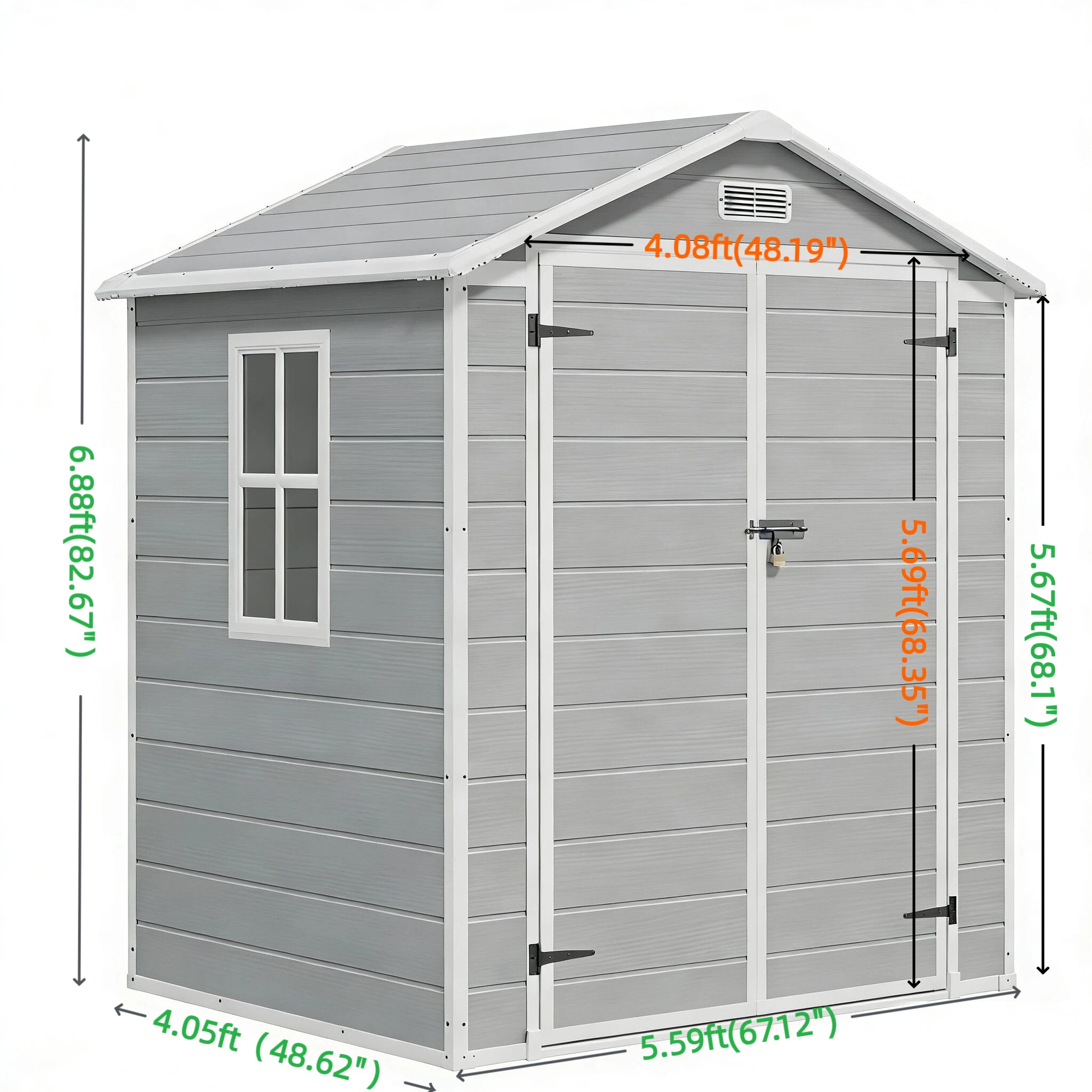 6x4 FT Shed, Outdoor Resin Storage Shed with Floor, Window & Lockable Door for Backyard | Patio | Lawn | Gray