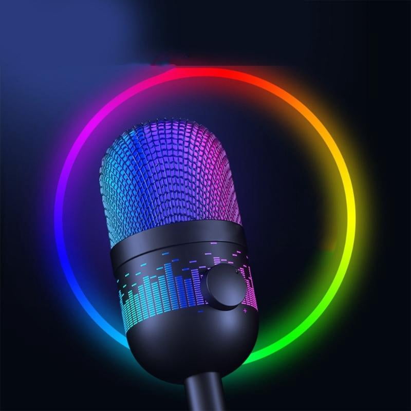 lanema LED Lighting USB Microphone for Gaming and Streaming Compatible for PC Computer Gaming Consoles Computers Accessories