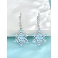 thumbnail image 4 of PYNZY Snowflake Earrings 925 Sterling Silver Snowflake Dangle Drop Earrings for Women Sparkle Blue Aquamarine Birthstone Thanksgiving Xmas Christmas Jewerly Gifts, 4 of 7
