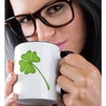 thumbnail image 2 of 3drose, Green Four Leaf Clover Illustration, 11oz Two-tone Black Mug, 2 of 6