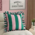 thumbnail image 2 of Mainstays 18" x 18" Pink and Green Ruffle Striped Pillow, 2 of 7