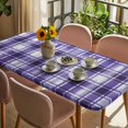 thumbnail image 3 of Purple Plaid Table Cloths for 5 Foot Rectangle Tables, Modern Art Checkered Farmhouse Patio Waterproof Elastic Fitted Tablecloths, Washable Rectangular Table Cover for Camping, 3 of 8