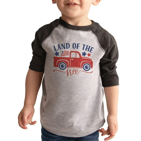 

7 ate 9 Apparel Kids Patriotic 4th of July Shirt - Land of The Free Truck Grey Shirt 6 Months