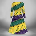 thumbnail image 3 of Jinhomg Tunic Dresses for Women Novelty Mardi Gras Mask Print Midi Dress Lightweight Comfy Long Sleeve V-Neck Party Dress Holiday Streetwear Limited Time Deal Multicolor M, 3 of 5