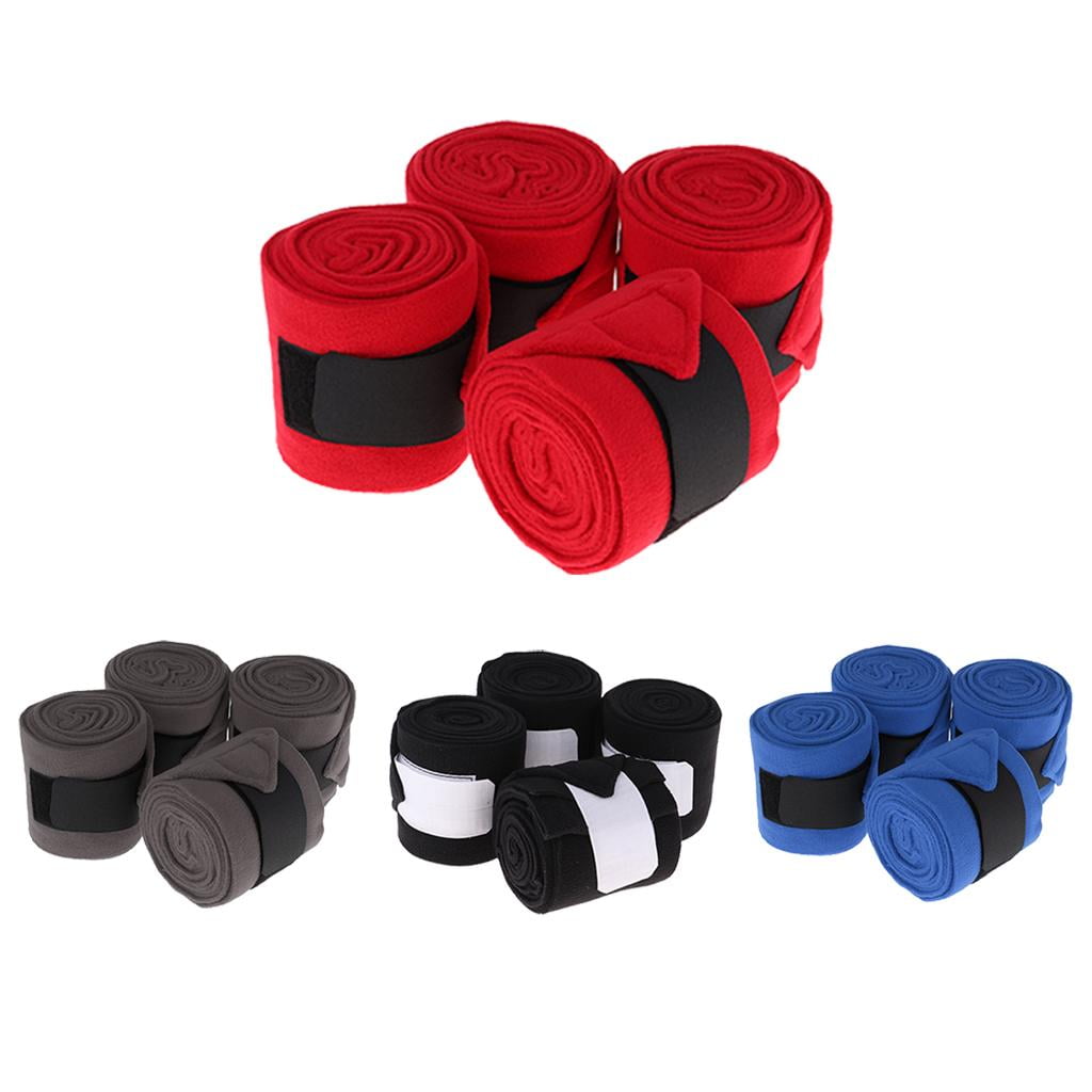 Wswqop Horse Grooming Care Set Of 4 Fleece Leg Wraps Equestrian Equip Supplies - Red