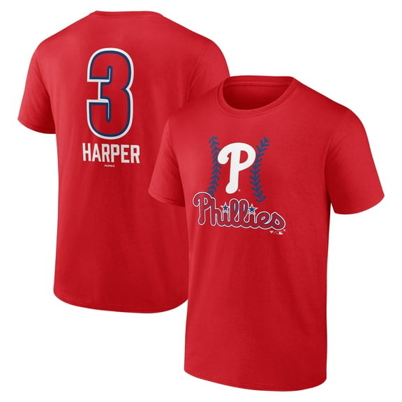Men's Bryce Harper Red Philadelphia Phillies Fastball Player Name & Number T-Shirt