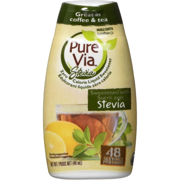 Pure Via Liquide à la Stévia, Gouttes à la Stévia, Stévia Liquide, Substitut au Sucre, 48 ml (l'Emballage Peut Varier)
