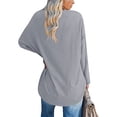thumbnail image 3 of Grianlook T Shirt for Women Solid Color Tee Long Sleeve T-shirt Ladies Loose Tops Casual V Neck Tunic Blouse Royal Blue XL, 3 of 3
