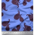 thumbnail image 1 of Soimoi Blue Velvet Fabric Maroon Paisley Print Fabric by Yard 58 Inch Wide, 1 of 1